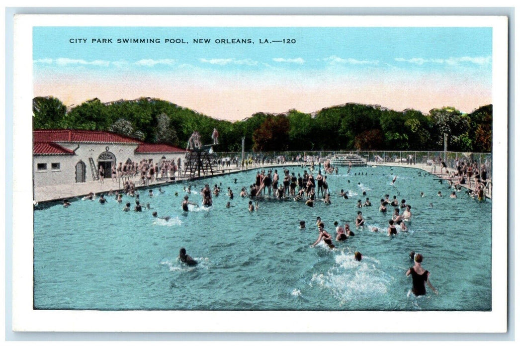 c1920 City Park Swimming Pool Exterior New Orleans Louisiana LA Vintage Postcard