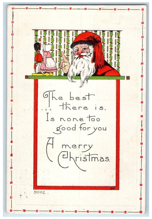 1914 Christmas Santa Claus Dutch Kid Embossed Minneapolis Minnesota MN Postcard