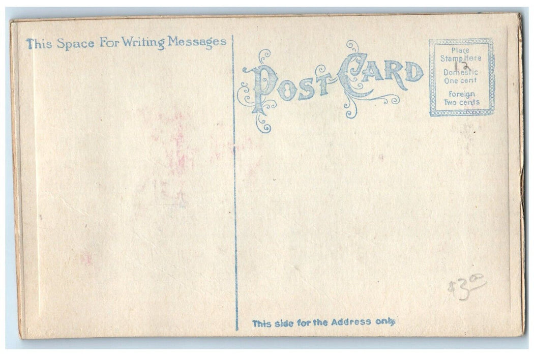 c1910's Merry Christmas House Ringing Bells Airbrushed Unposted Antique Postcard