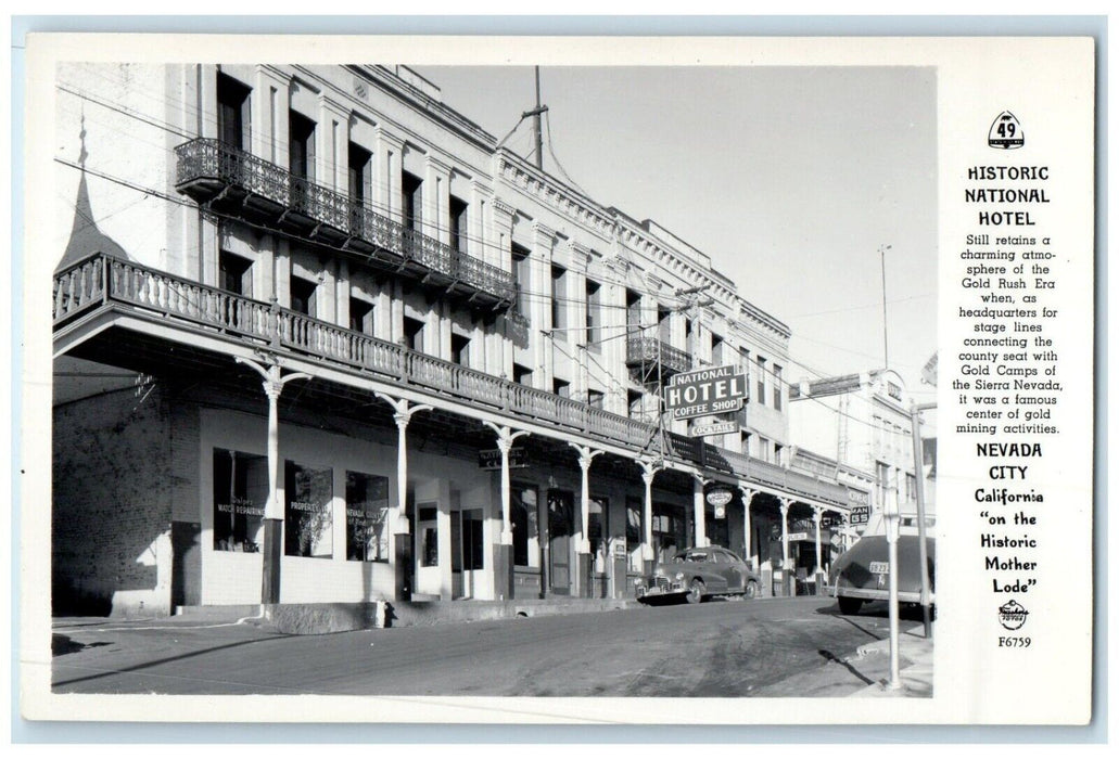 Historic National Hotel Nevada City California CA Frashers Vintage Postcard