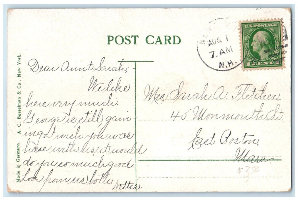 1912 View Of Belknap Avenue Newport New Hampshire NH Posted Antique Postcard