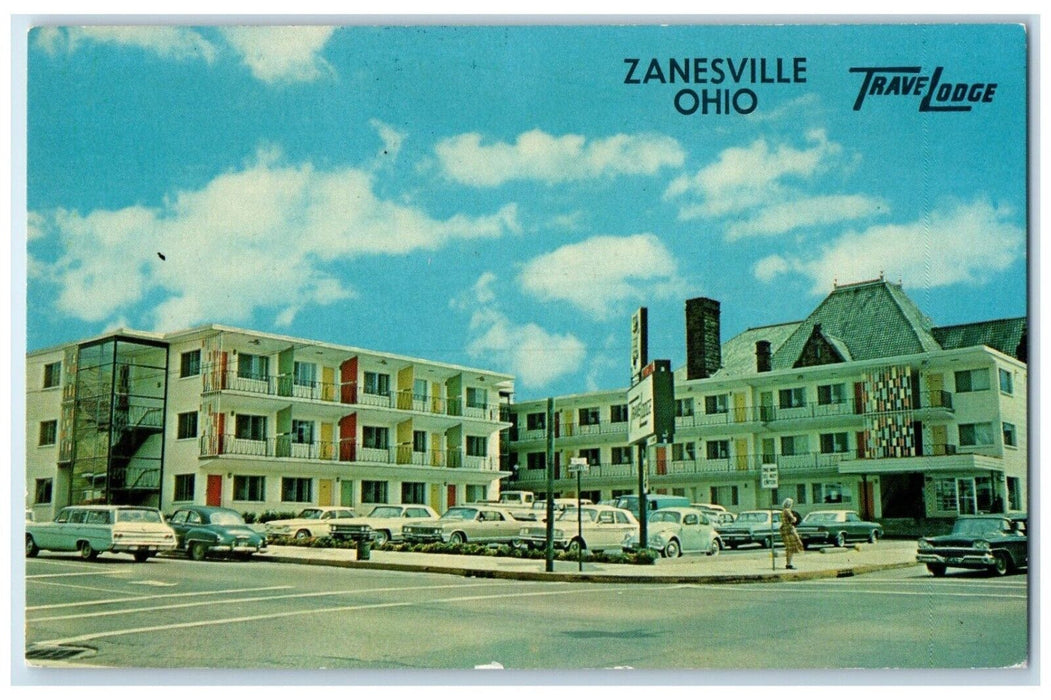 c1950's Travel Lodge Building Cars Zanesville Ohio OH Unposted Vintage Postcard