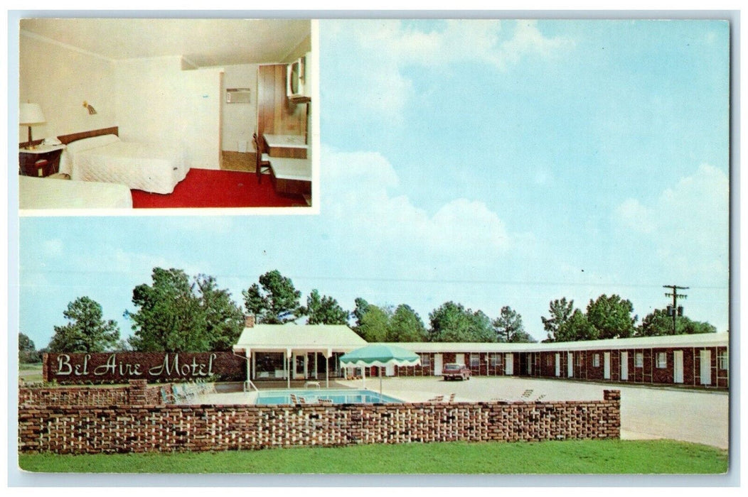 c1960 Bel Aire Motel Exterior Building Swimming Pool Perry Georgia GA Postcard