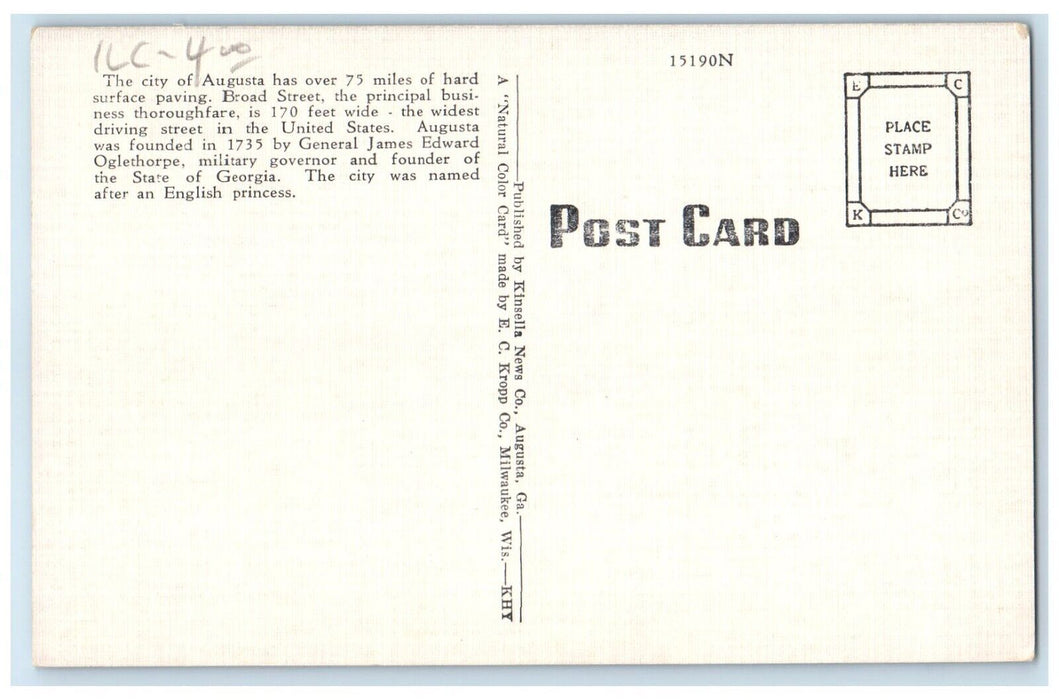 c1940 Broad Street Classic Cars Exterior Building Night Augusta Georgia Postcard