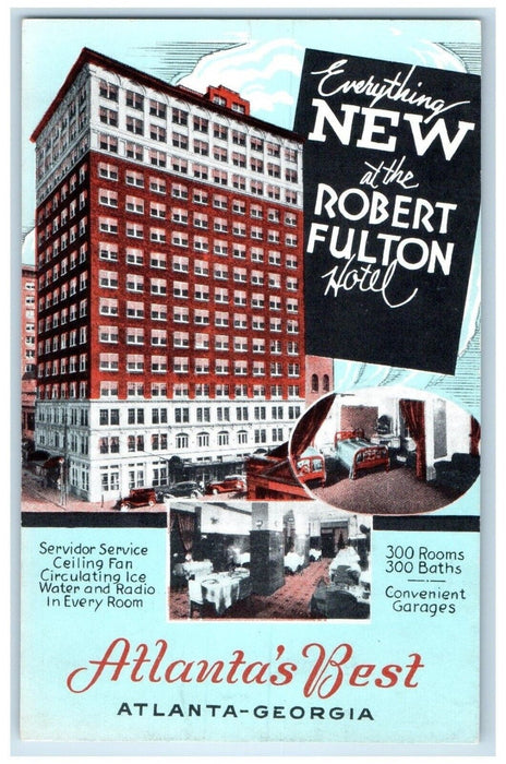 c1940 Robert Fulton Hotel Exterior Building Atlanta Georgia Multiview Postcard