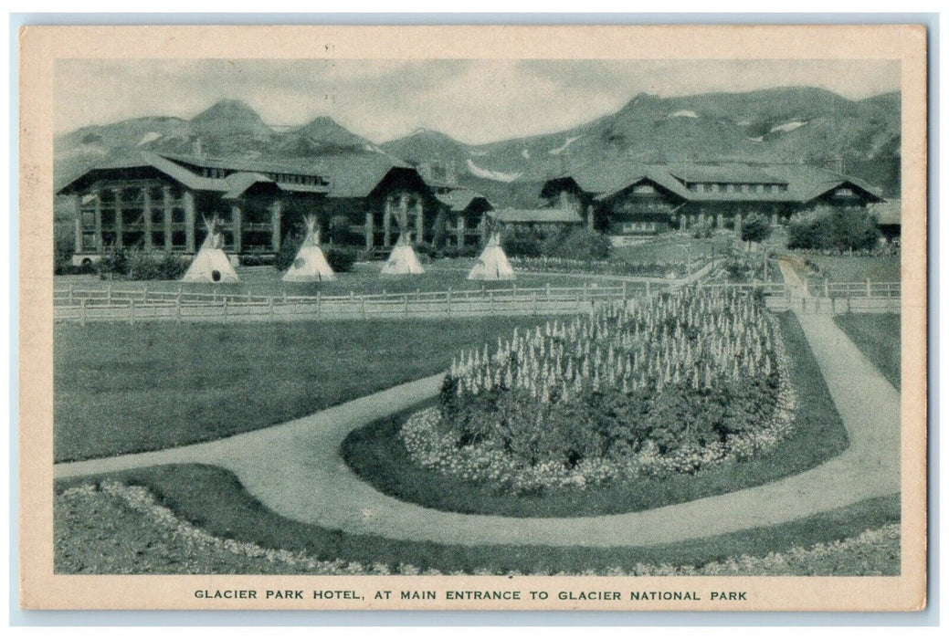 c1920 Glacier Park Hotel Main Entrance Glacier National Park Montana MT Postcard