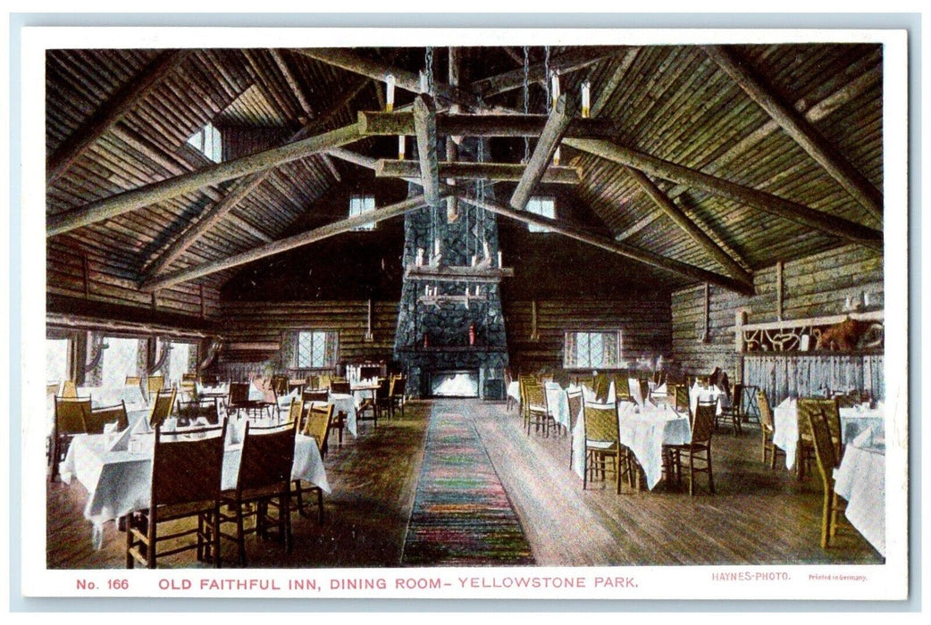 c1920 Old Faithful Inn Dining Room Yellowstone Park Wyoming WY Vintage Postcard