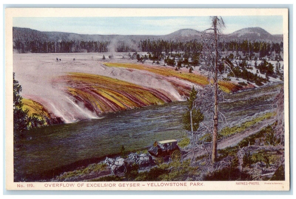 c1920 Overflow Excelsior Geyser River Yellowstone Park Wyoming Vintage Postcard