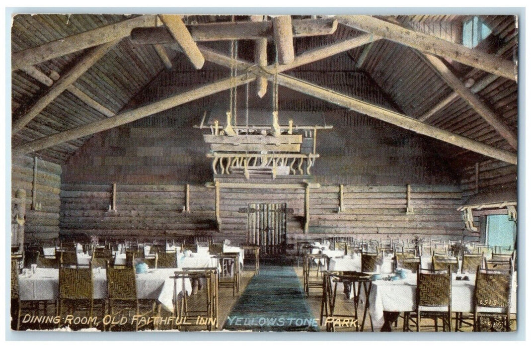 c1910 Dining Room Faithful Interior Restaurant Yellowstone Park Wyoming Postcard