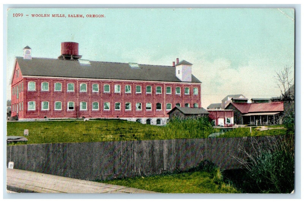 c1910's Woolen Mills Exterior Building Salem Oregon OR Vintage Antique Postcard