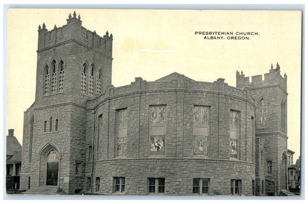 1910 Presbyterian Church Chapel Exterior Building Albany Oregon Vintage Postcard