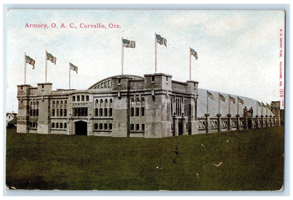 1912 Armory OAC Exterior Building Corvallis Oregon OR Vintage Antique Postcard