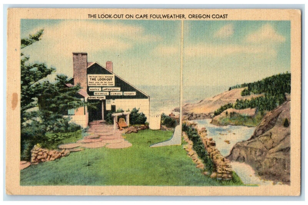 c1940 Look-Out Cape Foulweather Oregon Coast Oregon OR Vintage Antique Postcard