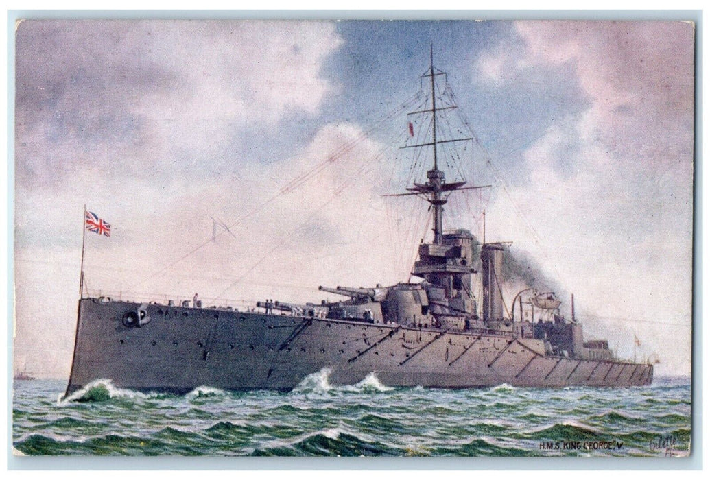 1910 H. M. S. King George V Dreadnought Battle Ship Raphael Tuck & Sons Postcard
