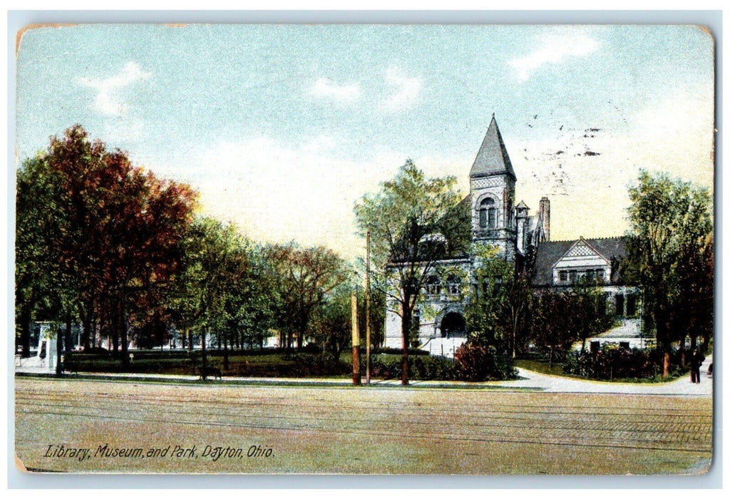 c1914 Exterior View Library Museum Park Building Dayton Ohio OH Antique Postcard