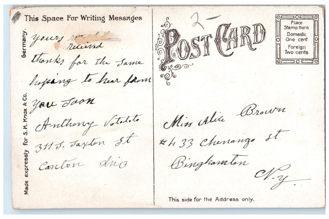 c1910 Exterior View Auditorium Building Canton Ohio OH Antique Unposted Postcard