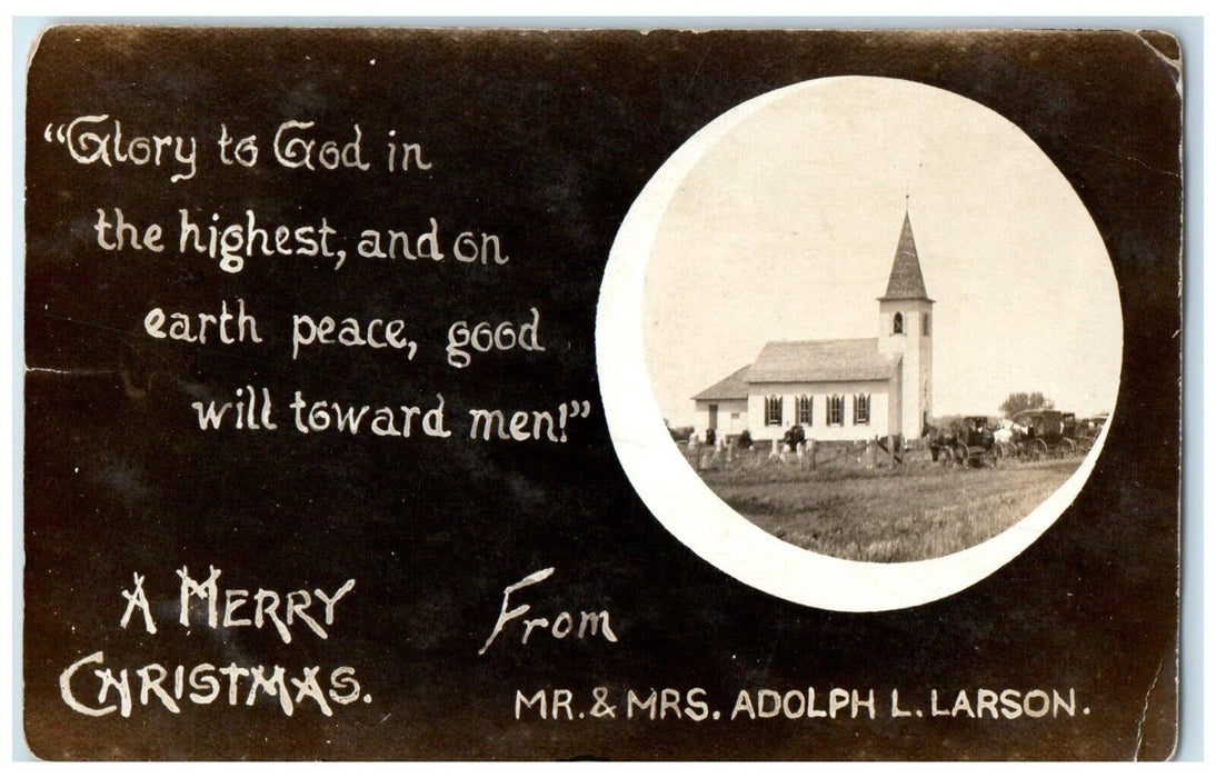 c1910's Merry Christmas From Mr. & Mrs. Adolph L. Larson RPPC Photo Postcard