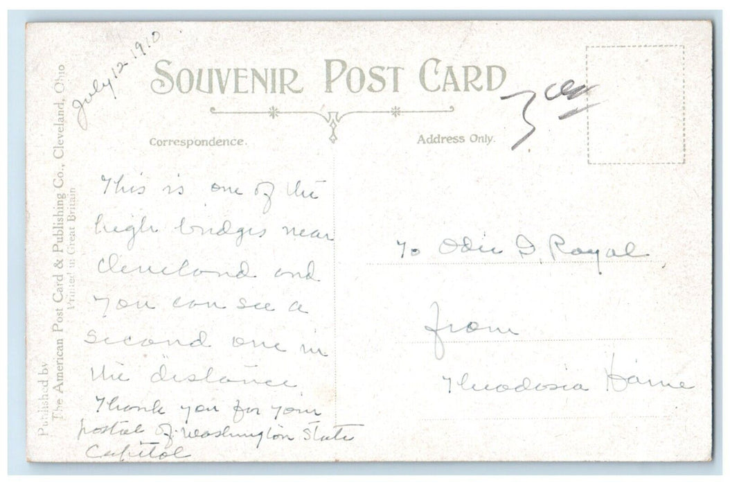 c1910 Scenic View High Bridge Rocky River Ohio Vintage Antique Souvenir Postcard