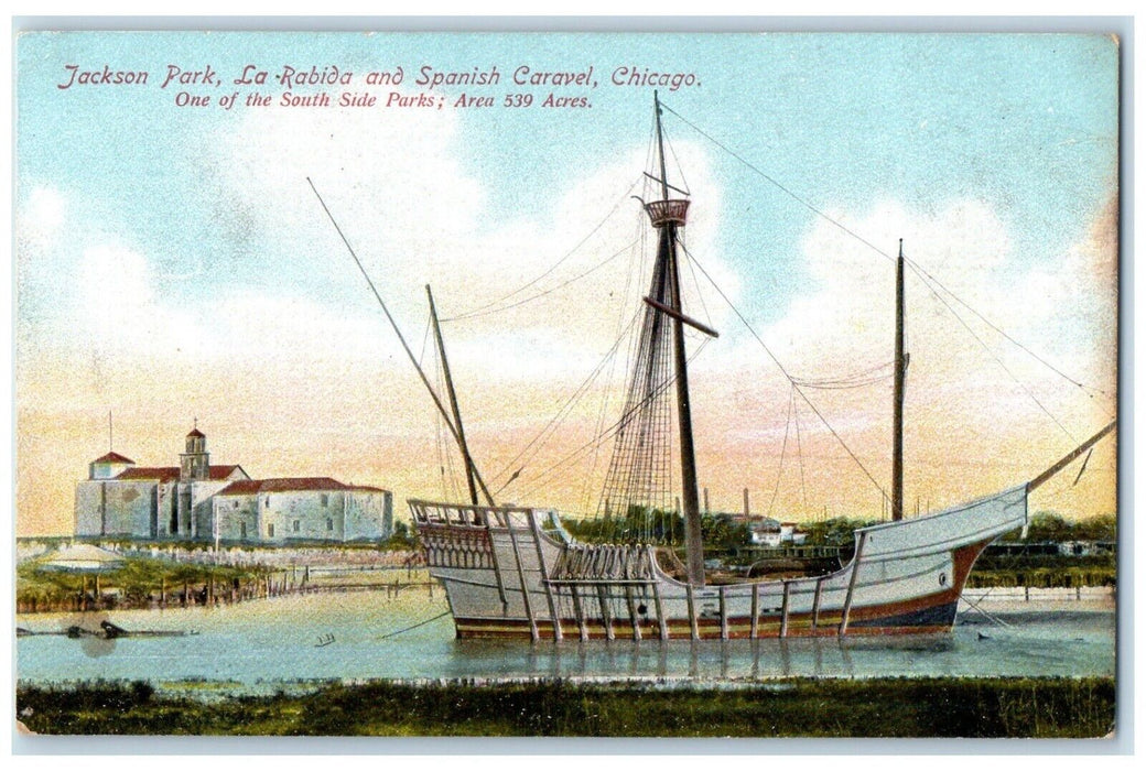 1910 Jackson Park La Rabida Spanish Caravel Chicago Illinois IL Vintage Postcard