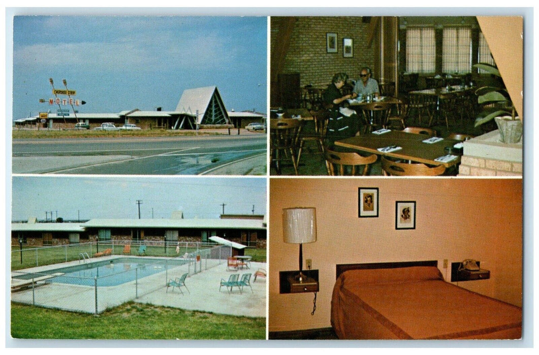 1960 Cherokee Strip Motel Restaurant Interstate Highways Perry Oklahoma Postcard