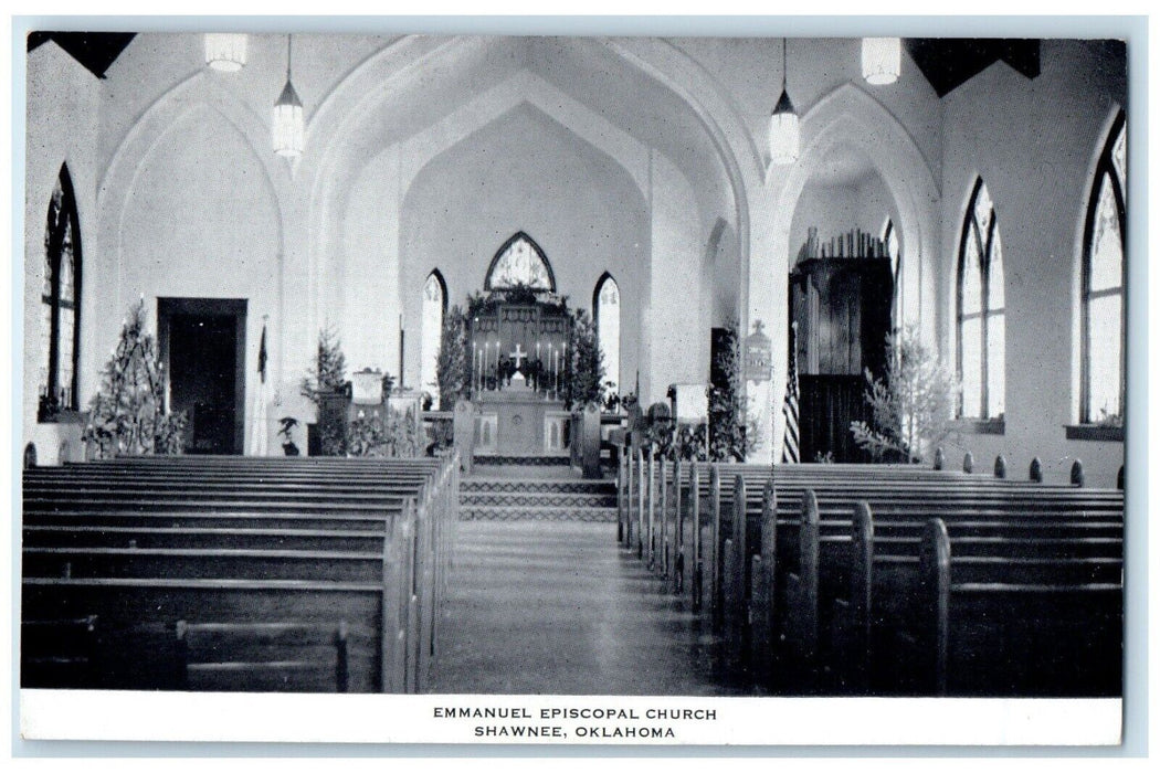 c1940 Emmanuel Episcopal Church Chapel Altar Interior Shawnee Oklahoma Postcard
