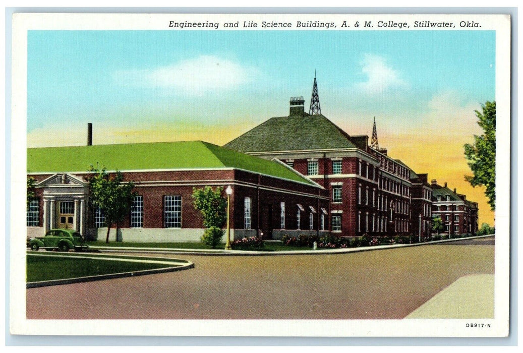 c1940 Engineering Life Science Buildings College Stillwater Oklahoma OK Postcard