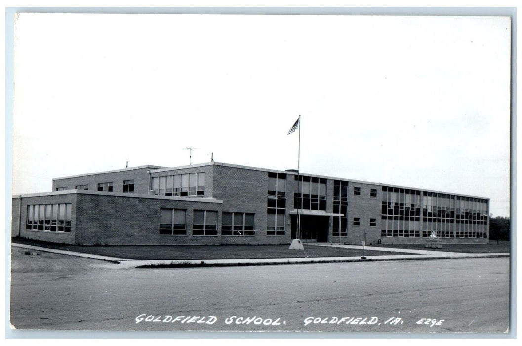 1960 Golfield School Building Campus Goldfield Winterset IA RPPC Photo Postcard