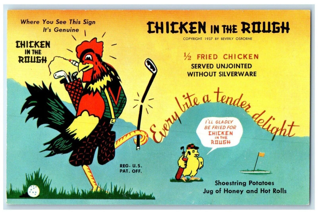 c1960 Chicken Rough Fried Chicken Advertising Oklahoma City Oklahoma OK Postcard