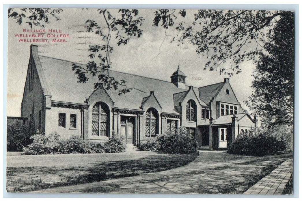 1913 Billings Hall Wellesley College Exterior Wellesley Massachusetts Postcard
