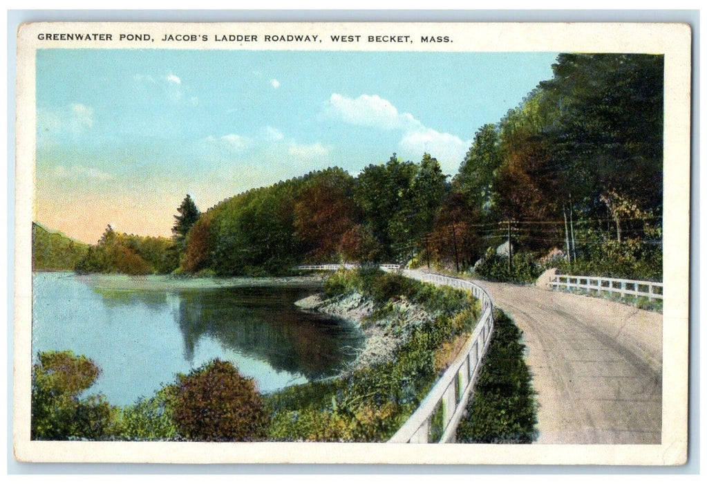 c1920 Greenwater Pond Jacob's Ladder Roadway West Becket Massachusetts Postcard