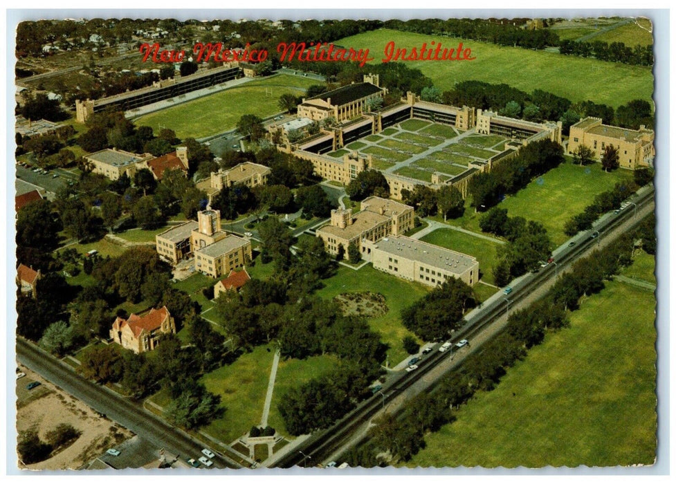 c1950's Aerial View Of New Mexico Military Institute Roswell NM Vintage Postcard