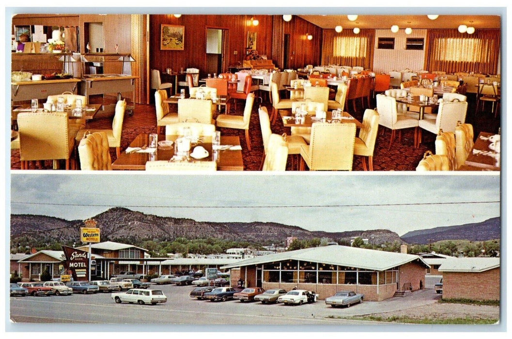 Sands Manor Motel & Restaurant Cars South Raton New Mexico NM Dual View Postcard