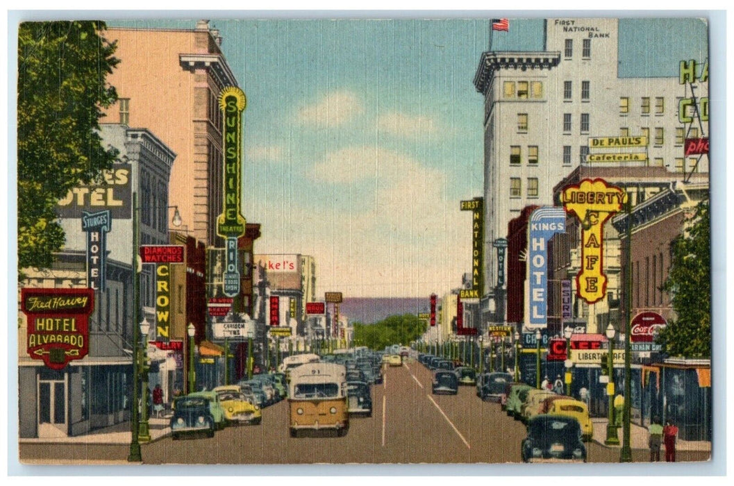 Central Ave Looking West From Santa Fe Railroad Viaduct Albuquerque NM Postcard