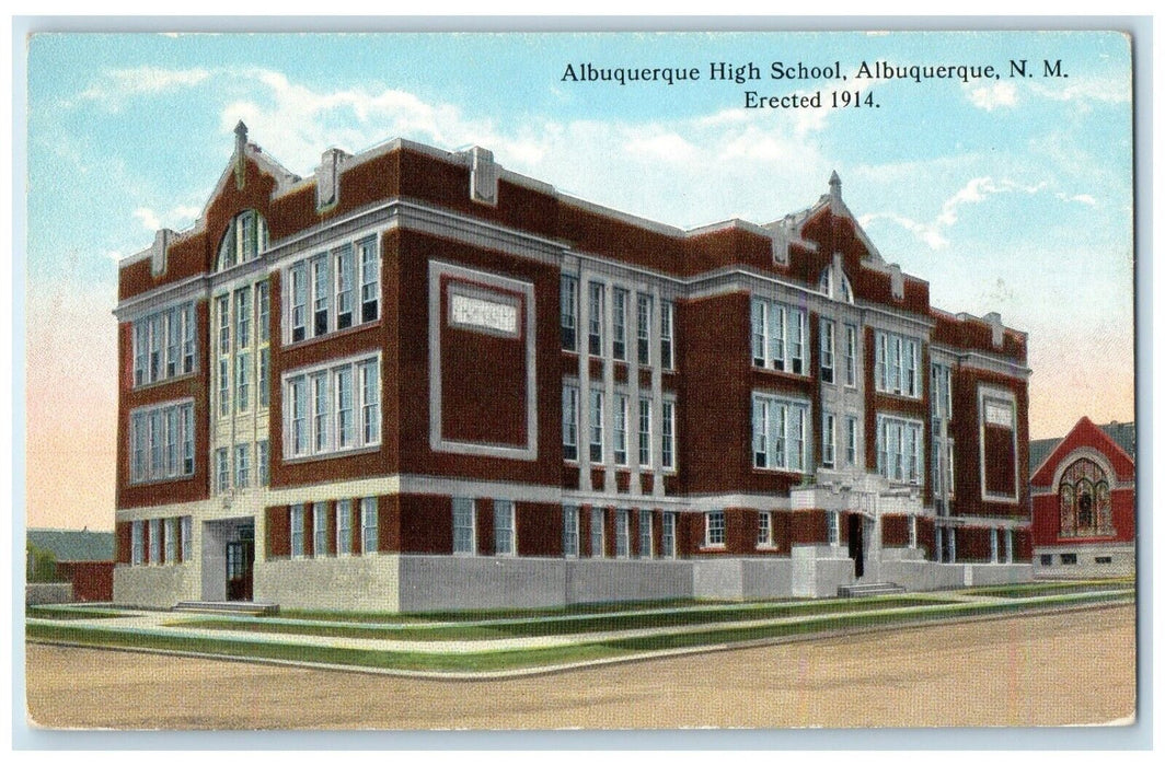 c1930's Albuquerque High School Building Albuquerque New Mexico NM Postcard