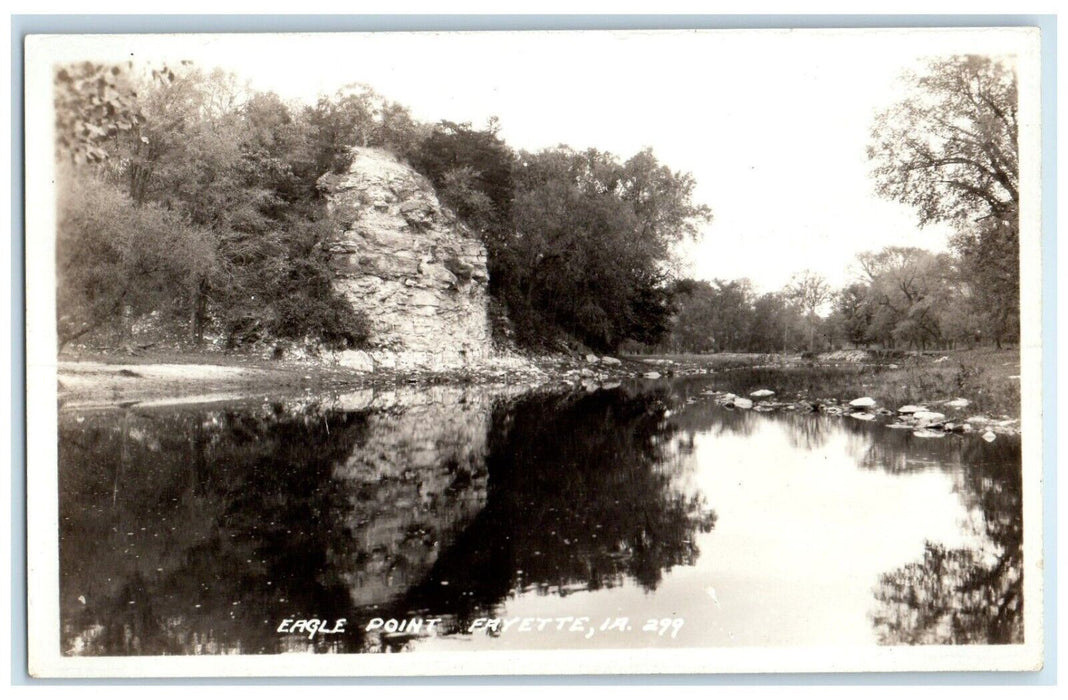 c1940's View Of Eagle Point River Fayetteville Iowa IA RPPC Photo Postcard