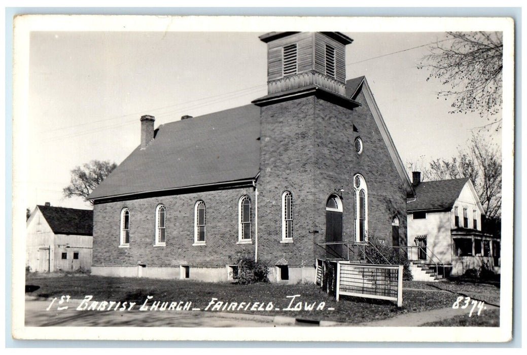 c1940's 1st Baptist Church Fairfield Iowa IA RPPC Photo Vintage Postcard