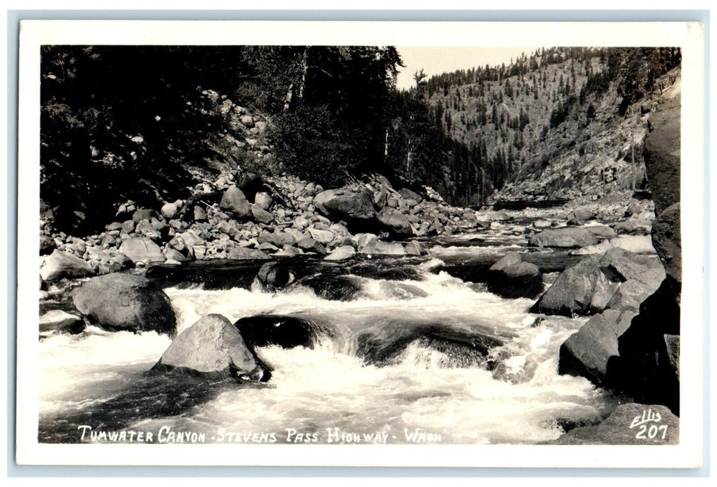 Tumwater Canyon Stevens Pass High Way Washington WA Ellis RPPC Photo Postcard