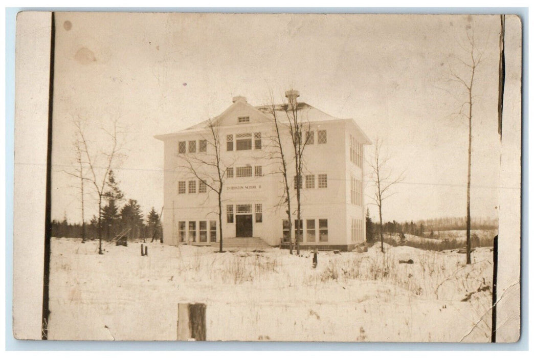 1912 School House Winter Scene Ironton Minnesota MN RPPC Photo Antique Postcard