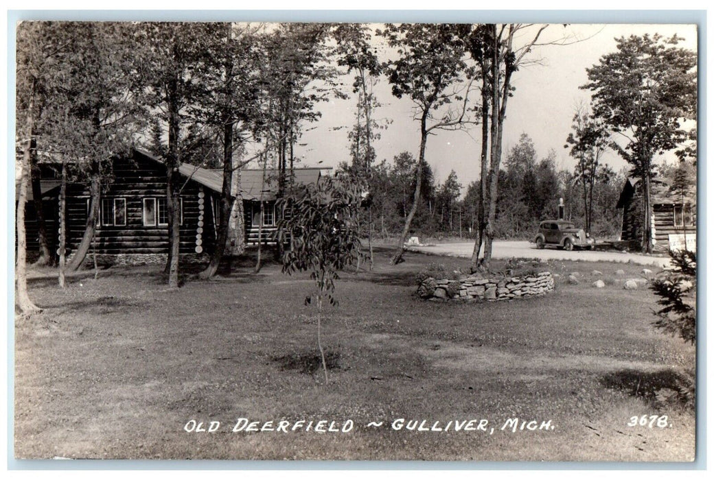 c1940's Old Deerfield Car Gulliver Michigan MI RPPC Photo Vintage Postcard