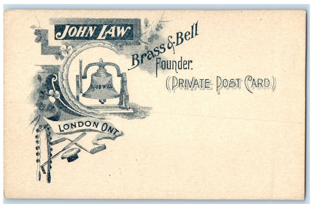 c1905 John Law Brass & Bell Founder London Ontario Canada Goodwill Bell Postcard