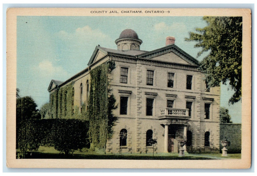 c1940's County Jail Chatham Ontario Canada Entrance View Unposted Postcard