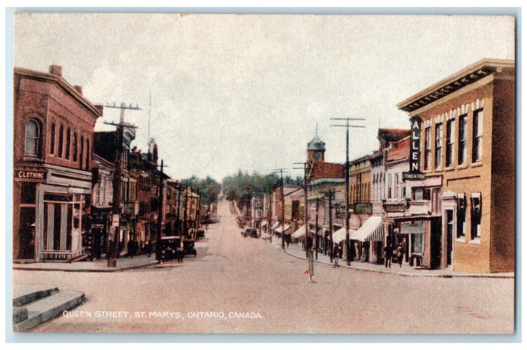 c1910 Queen Street Business Section St. Marys Ontario Canada Postcard