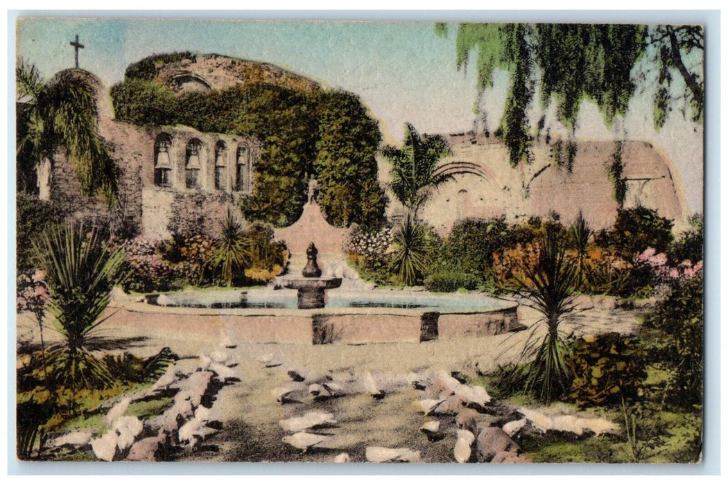 c1940 Ruins Stone Church Campanario Bell San Juan Capistrano California Postcard