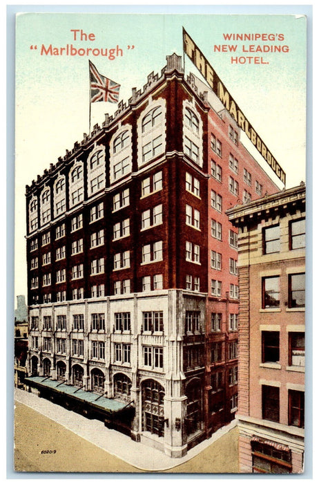 c1910 The Malborough New Leading Hotel Winnipeg Manitoba Canada Postcard