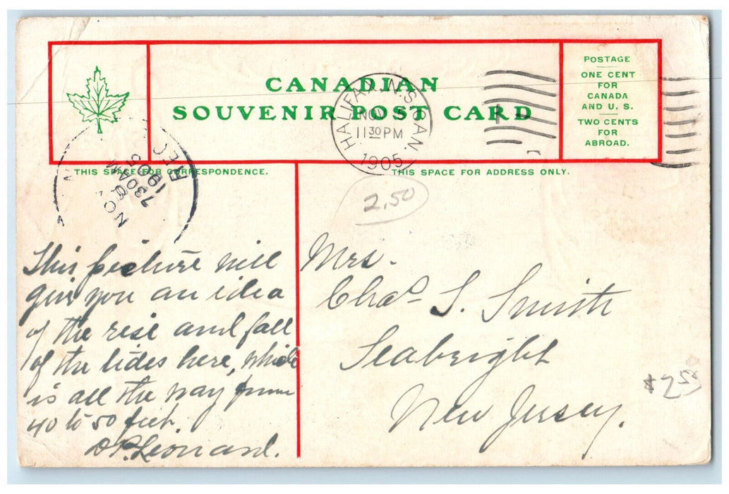 1905 Market Slip Low-Water St. John New Brunswick Canada Art Noveau Postcard