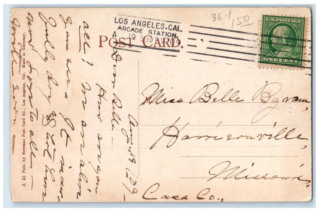 1910 Broadway Night Horse Carriage Moonlight Los Angeles California CA Postcard
