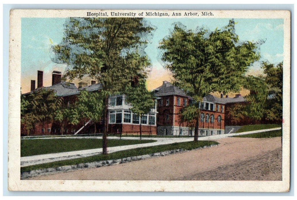 1923 Hospital University Michigan Exterior Building Ann Arbor Michigan Postcard