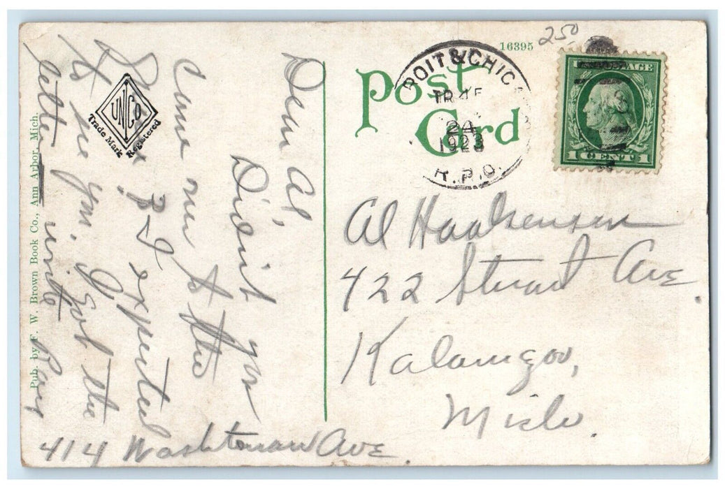 1923 Hospital University Michigan Exterior Building Ann Arbor Michigan Postcard