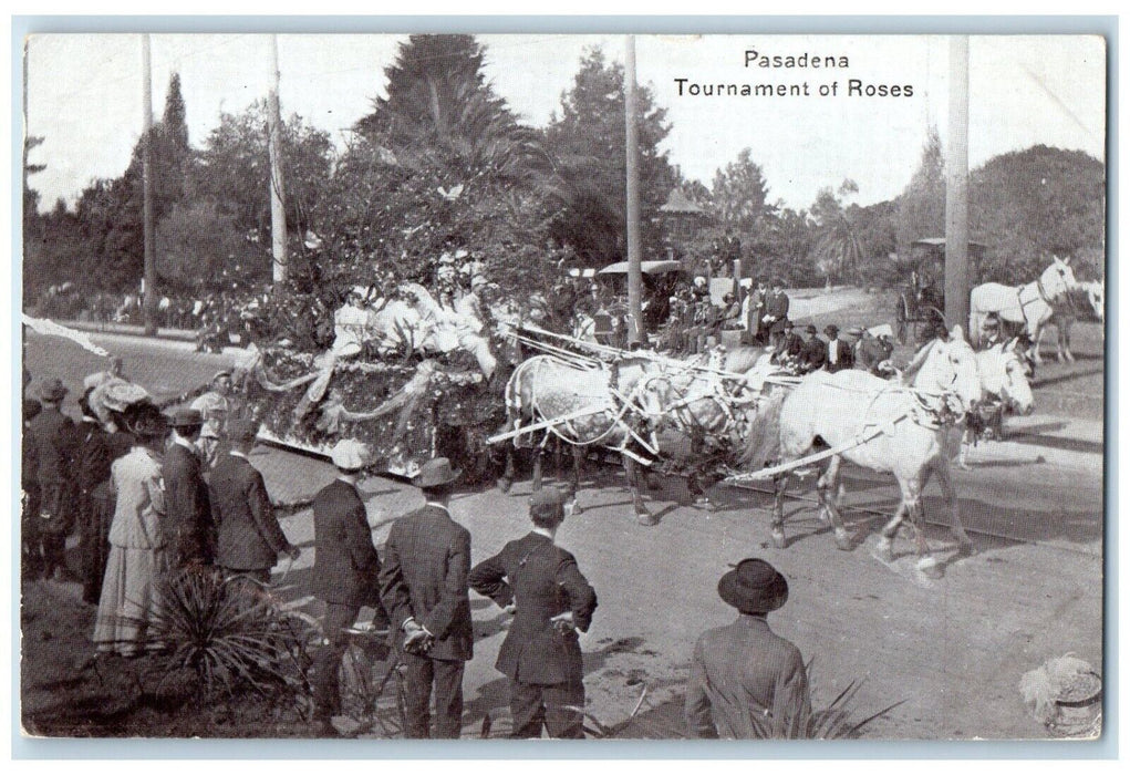 1910 Pasadena Tournament Roses Entry Grammar School Spring California Postcard
