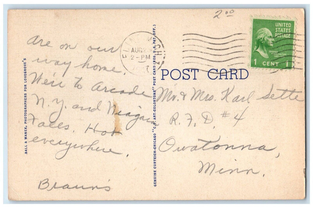 1947 Saginaw Street Looking North Exterior Building Road Flint Michigan Postcard